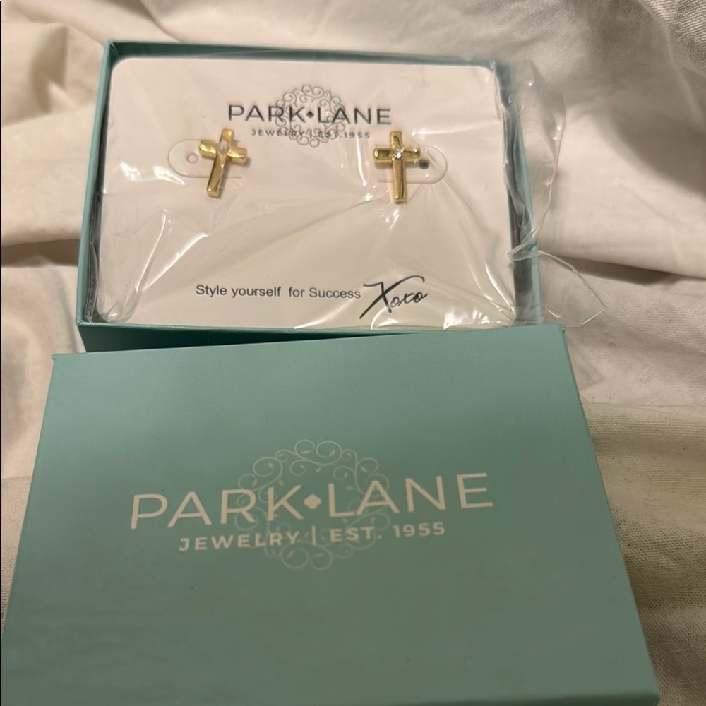 Park Lane Gold Cross Stud Earrings